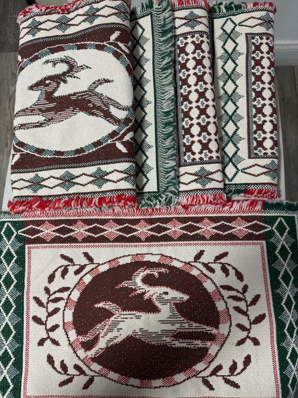 Juego de textiles decorativos de estilo navideño/rústico